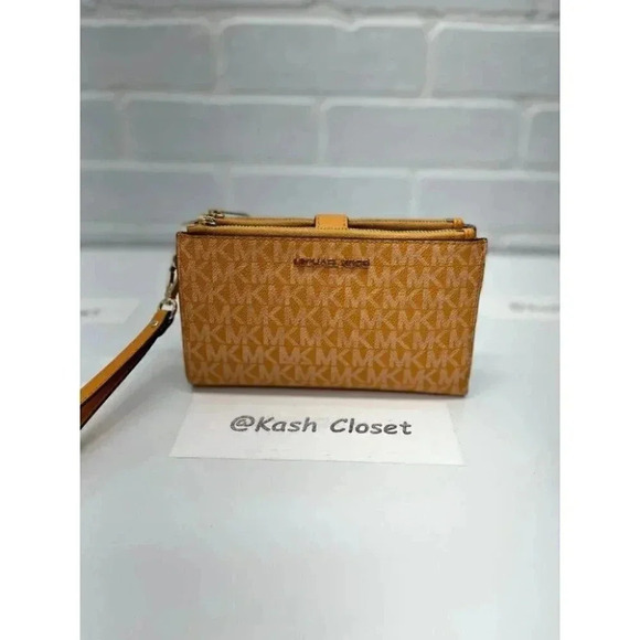 Michael Kors MK Double Zip Wristlet Wallet - honeycomb yellow - Picture 1 of 10